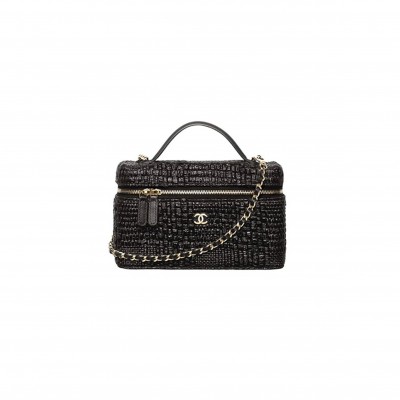 CHANEL MASTER CLASSIC VANITY WITH CHAIN BRAIDED RAFFIA & GOLD TONE METAL AP4385 (19.5*17*5cm)
